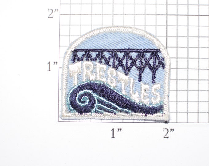 Trestles Sew-on Vintage Embroidered Clothing Patch for Uniform Shirt Jacket Hat Model Train Set Bridge Memento Emblem Logo Collectible Badge