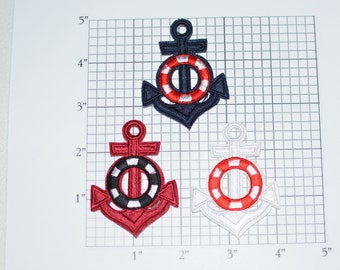 Boat Anchor Life Preserver Iron-On Embroidered Patch Sailor Cruise Ship Navy Boating Seaman Captain Jacket Patch Polo Patch Shirt Patch e23j