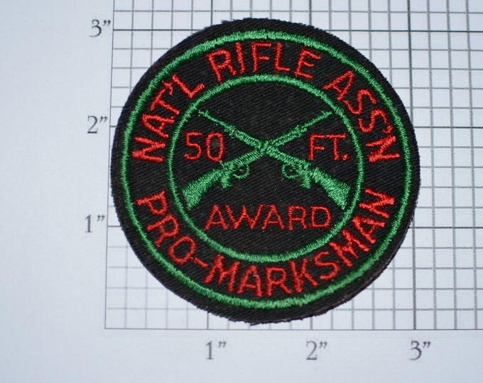 National Rifle Association Pro-Marksman 50 Foot Award (NRA) Rare Sew-on Vintage Embroidered Patch Shooting Memorabilia Keepsake Gift Idea