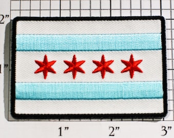 Chicago Illinois Flag Iron-On Embroidered Flag Clothing Patch for Jacket Vest Backpack Travel Trip Souvenir Vest Uniform Windy City Crest