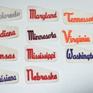 US States Iron-On Vintage Patches Colorado Indiana Kansas Louisiana Maryland Minnesota Mississippi Nebraska Tennessee Virginia Washington s8