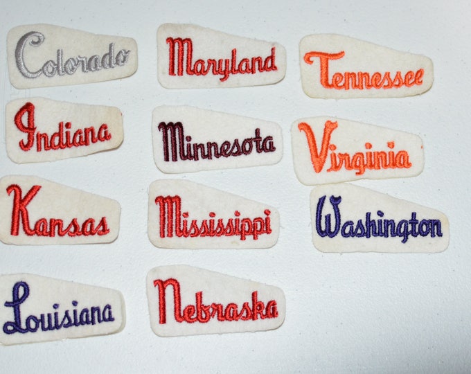 US States Iron-On Vintage Patches Colorado Indiana Kansas Louisiana Maryland Minnesota Mississippi Nebraska Tennessee Virginia Washington s8