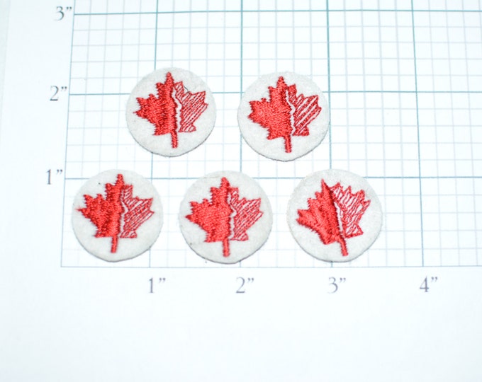 Lot of 5 Canadian Maple Leaf Iron-On Vintage Appliqué Patches Canada National Pride ap1  *Only 1 Lot Available*
