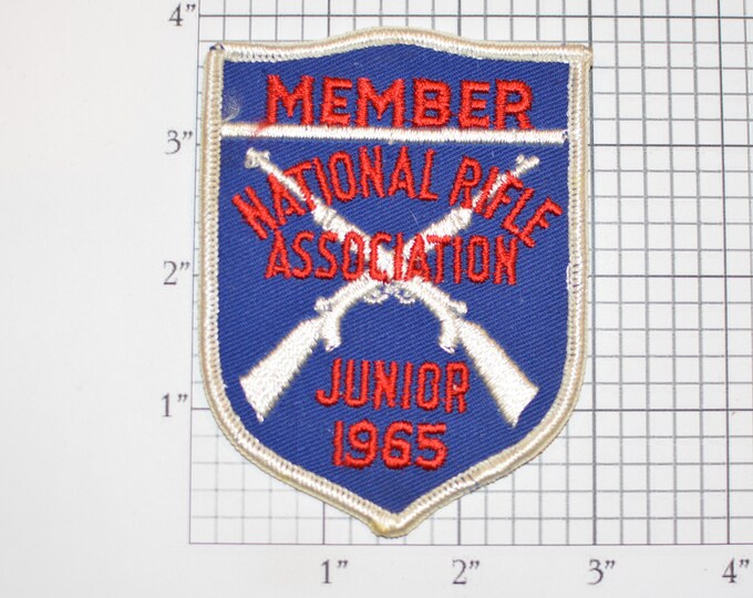 National Rifle Association (NRA) Member Junior 1965 Rare Sew-On Vintage Embroidered Clothing Patch Shooter Collectible *Only 1 Available*