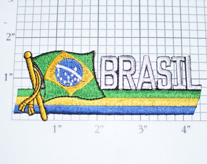 Brasil Iron-On Vintage Embroidered Travel Patch Emblem Badge Tourist Trip Souvenir Gift Idea Collectible Vacation Holiday Keepsake e25c
