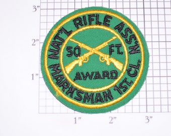 National Rifle Association Marksman 1st Class 50 Foot Award (NRA) Iron-on Vintage Embroidered Clothing Patch Shooting Gun Owner Memorabilia