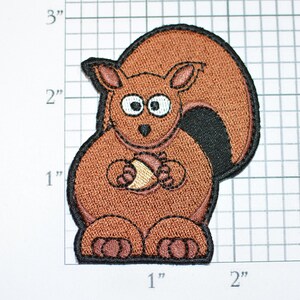 Cute Brown Squirrel with Acorn Nut Iron-On Embroidered Clothing Patch for Fun Funny Applique DIY Clothes Clothing Kids Playful Animal Logo