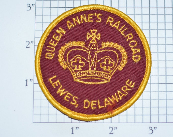 Queen Anne's Railroad Lewes Delaware DE Sew-On Vintage Embroidered Patch RARE Train Souvenir Logo Emblem Collectible Memorabilia Gift Idea