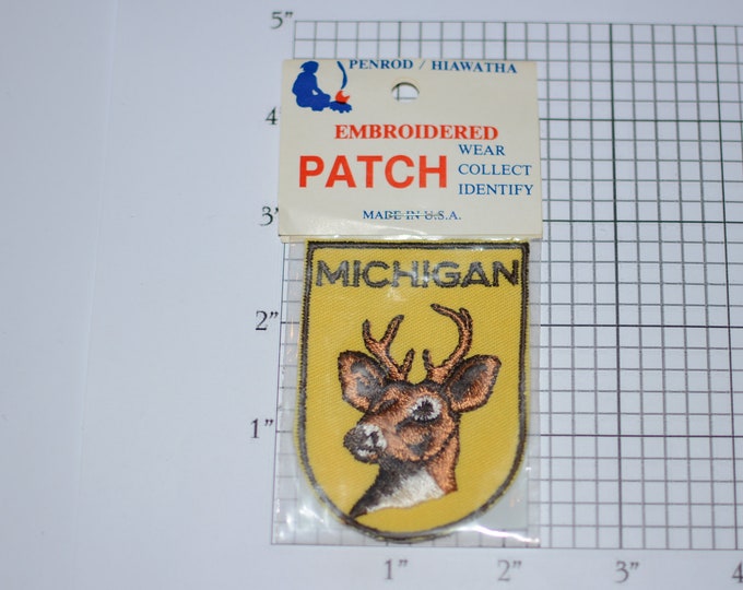 Michigan Buck Deer Logo (Voyager Original Emblem Vintage Sealed Pkg) Travel Trip Souvenir Gift Idea Vacation Scrapbook Keepsake Crest Hunter