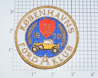 Kobenhavns Model "A" Ford Klub 1990 Very RARE Sew-On Vintage Embroidered Clothing Patch Copenhagen Denmark Antique Car Club Collectible e33p