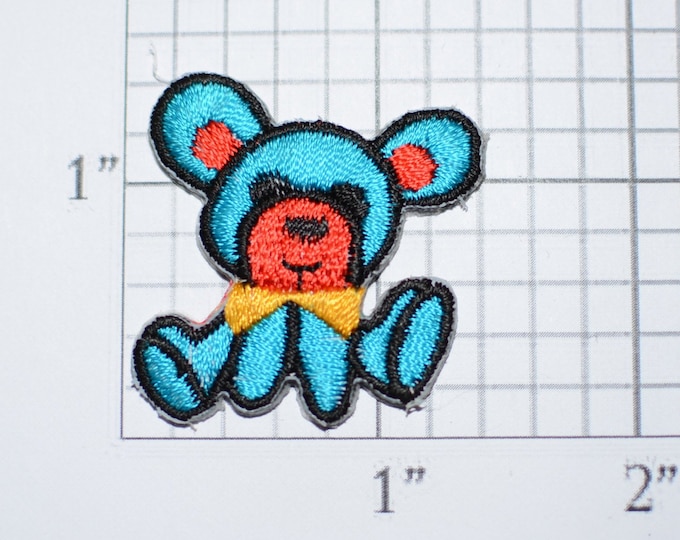 Cute Teddy Bear Small Iron-On Applique Vtg Embroidered Clothing Patch for Backpack Jeans Shirt Kids Clothes Pajamas Fun Animal Logo Emblem