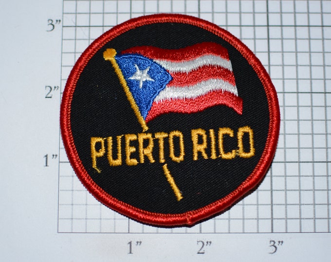 Puerto Rico Iron-On Vintage Embroidered Travel Patch Emblem Badge Flag Tourist Trip Souvenir Gift Idea Collectible Vacation Holiday Keepsake
