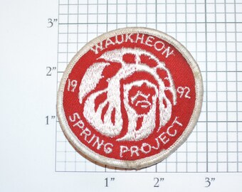 Waukheon 1992 Spring Project (Lodge 55) Iron-On Vintage Embroidered Clothing Patch for Uniform Shirt Badge BSA Cub Boy Scout Keepsake Logo