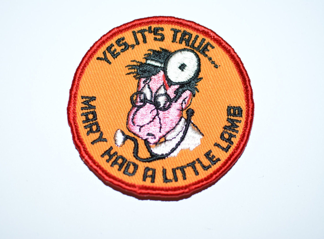 Yes It's True - Mary Had a Little Lamb- Funny Icebreaker Rare 3 Circular Sew-On Vintage Embroidered Patch Doctor OBGYN *Limited Stock* s5 Yes It's True - Mary Had a Little Lamb- Funny Icebreaker Rare 3 Circular Sew-On Vintage Embroidered Patch Doctor OBGYN *Limited Stock* s5