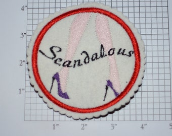 Scandalous 4-Inch Sew-on Embroidered Clothing Patch High Heel Shoes Ladies DIY Fashion Accent for Apparel Purse Bag Fun Woven Emblem