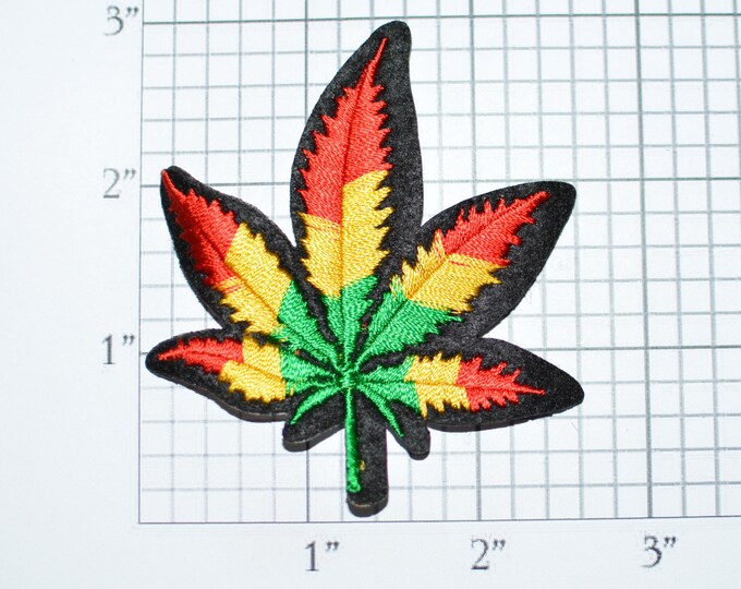 Rasta Rastafarian Colorful Marijuana Leaf Iron-on Embroidered Clothing Patch Hippie Boho Stoner Jacket Vest Hat Shirt Backpack