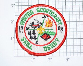 Winter Scoutcraft Skill Derby 1980 Embroidered Clothing Vintage Patch Boy Cub Scout BSA Collectible Emblem Keepsake Memorabilia Memento