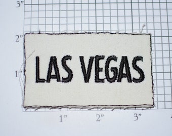 Las Vegas Sew-On Vintage Embroidered Text Clothing Patch (No Border/Slightly Dingy) Travel Nevada Strip Casino Poker Blackjack Craps Slots