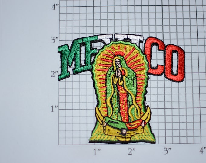 Mexico Lady of Guadalupe Virgin Mary Iron-On Embroidered Clothing Patch Travel Trip Souvenir Collectible Christian Religious Emblem Logo