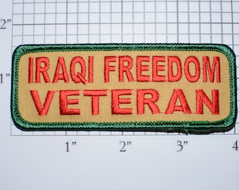 Iraqi Freedom Veteran Iron-on Embroidered Clothing Patch Military Solider Armed Service Memorabilia Biker Jacket Vest Emblem Vet Gift Idea