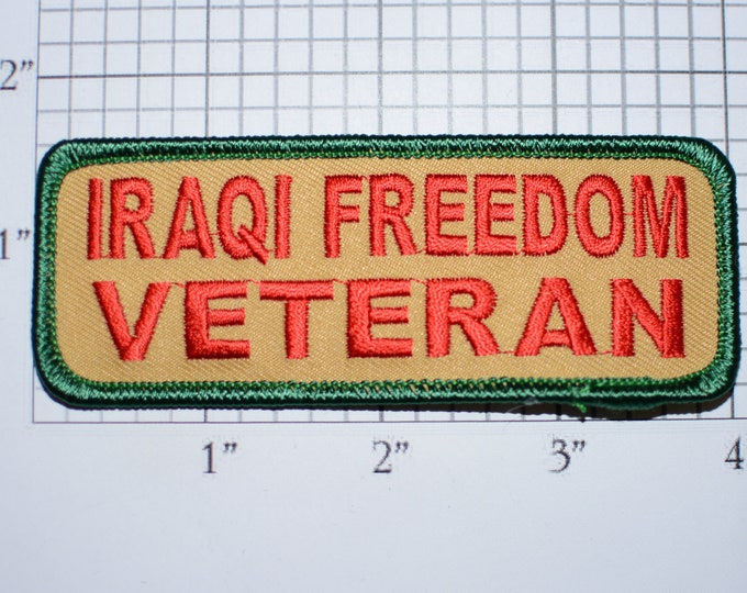 Iraqi Freedom Veteran Iron-on Embroidered Clothing Patch Military Solider Armed Service Memorabilia Biker Jacket Vest Emblem Vet Gift Idea