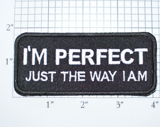 I'm Perfect Just the Way I Am Iron-on Embroidered Clothing Patch High Self Esteem Confidence Arrogance Acceptance Well Adjusted Happy t02e
