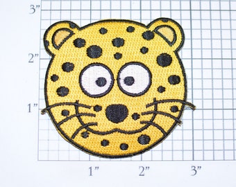 Cute Yellow Spotted Leopard Cheetah Tiger Cat Lion Iron-On Embroidered Clothing Patch for Fun DIY Clothes Clothing Kids Playful Animal Logo