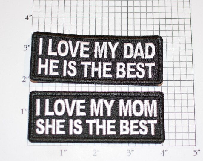 I Love My (Dad / Mom, He / She) Is The Best Iron-On Embroidered Clothing Patch for Jeans Jacket Vest Shirt Hat Son Daughter Clothes Accent