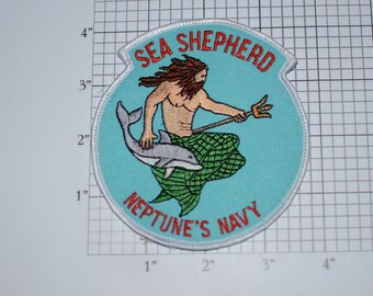 Sea Shepherd Neptune's Navy (Founded 1977 Earth Force Conservation Society) Anti-Whaling RARE Vintage Iron-on Embroidered Collectible Patch