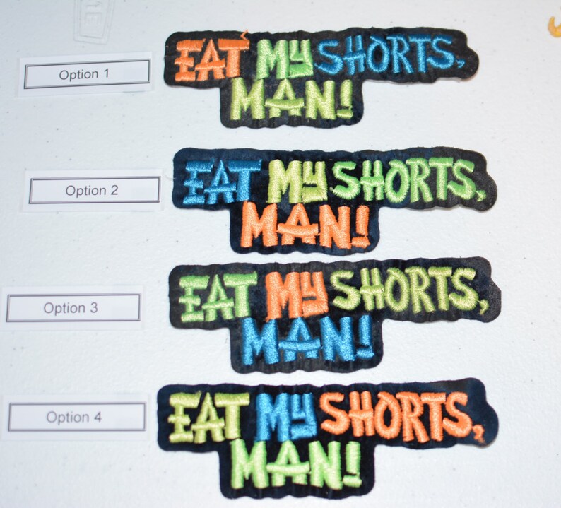 Eat My Shorts Man Catch Phrase Sewon Vintage Embroidered Etsy