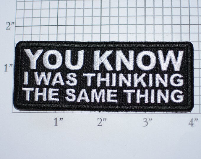 You Know I was Thinking The Same Thing Iron-On (Or Sew-on) Embroidered Clothing Patch Biker Jacket Vest MC Shirt Hat Conversation Starter