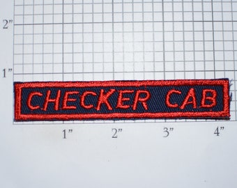 Checker Cab Red Sew-On Vintage Embroidered Clothing Patch for Driver Employee Uniform Shirt Jacket Text Emblem Worker Name Tag Work Shirt