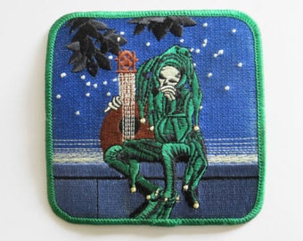 Grateful Dead Jester, Vintage LICENSED Embroidered Iron-On Patch 4" Stanley Mouse Lute Band Music Grim Reaper Hippie Patch Vest Greatful bb1