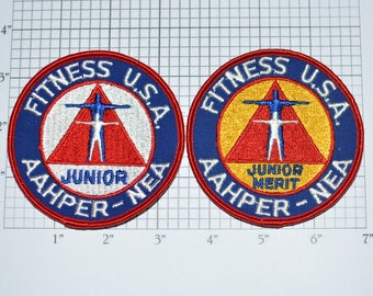 American Association for Health, Physical Education and Recreation (AAHPER) Fitness USA Junior Sew-on Vintage Embroidered Award Patches e27b