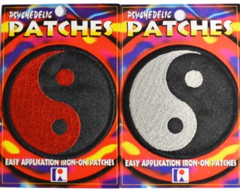 Yin and Yang Patches (Lot of 2) Iron-on Patch Vintage Patch Embroidered Patch Applique Taijitu Personal Tao Taoism Chinese Philosophy bb3
