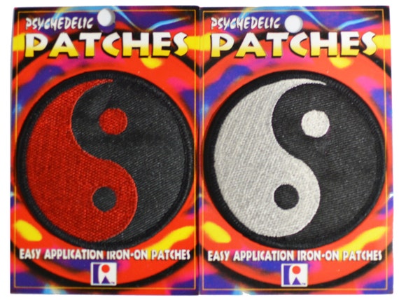 Yin and Yang Patches (Lot of 2) Iron-on Patch Vintage Patch Embroidered Patch Applique Taijitu Personal Tao Taoism Chinese Philosophy bb3