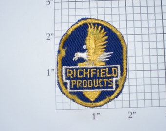 Richfield Products Vintage Embroidered Sew-On Clothing Patch (Rough Condition) Oil Gas Service Station Uniform Jacket Emblem Logo Memento