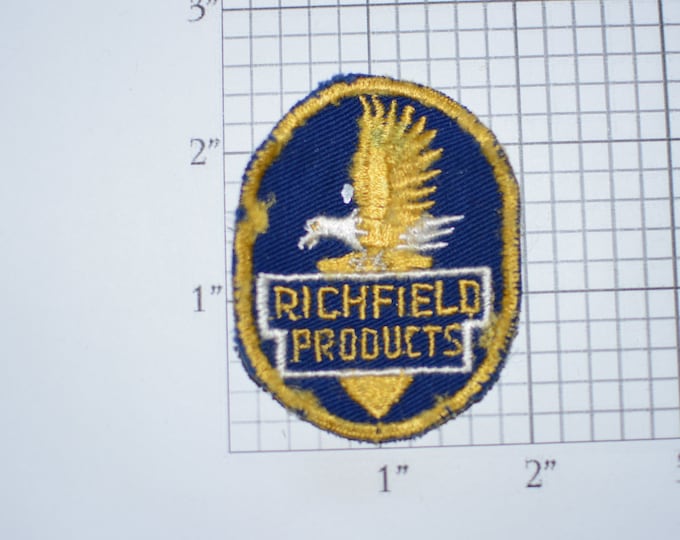 Richfield Products Vintage Embroidered Sew-On Clothing Patch (Rough Condition) Oil Gas Service Station Uniform Jacket Emblem Logo Memento