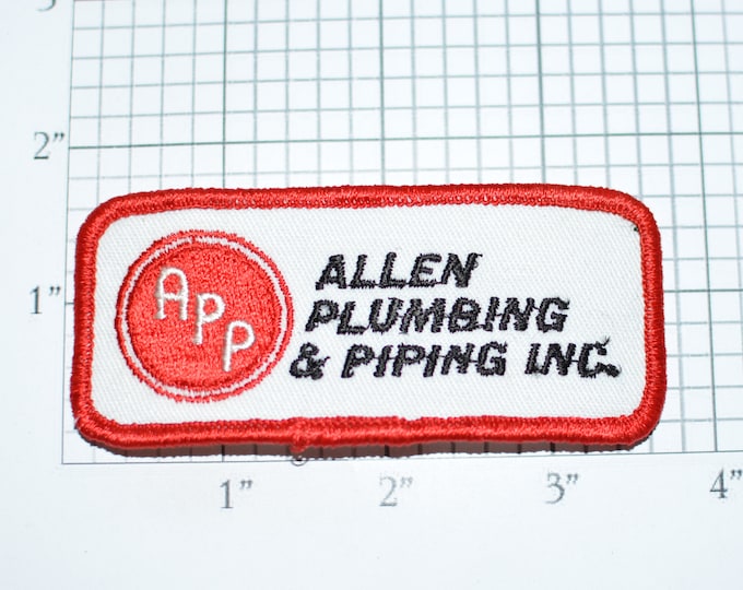 Allen Plumbing & Piping Inc Iron-On Vintage Embroidered Clothing Patch for Uniform Shirt Vest Jacket Plumber Handyman Cosplay Costume e33L