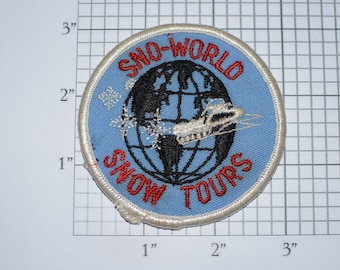 Sno-World Snow Tours Snowmobile Iron-On Vintage Embroidered Patch Souvenir Crest Memorabilia Keepsake Gift Idea Memorybox Scrapbook Emblem