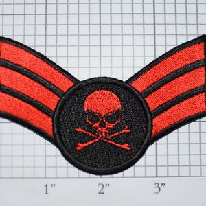 Senior Airman SKULL Iron-on Embroidered Clothing Patch Insignia Emblem Uniform Logo Cosplay Costume Military Retiree Biker Jacket Vest MC