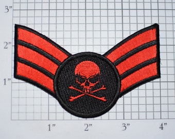 Senior Airman SKULL Iron-on Embroidered Clothing Patch Insignia Emblem Uniform Logo Cosplay Costume Military Retiree Biker Jacket Vest MC