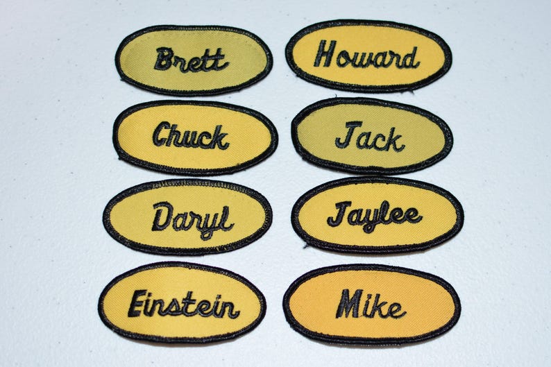 Black Yellow Name Patch Vintage Embroidered Clothing Patch Etsy