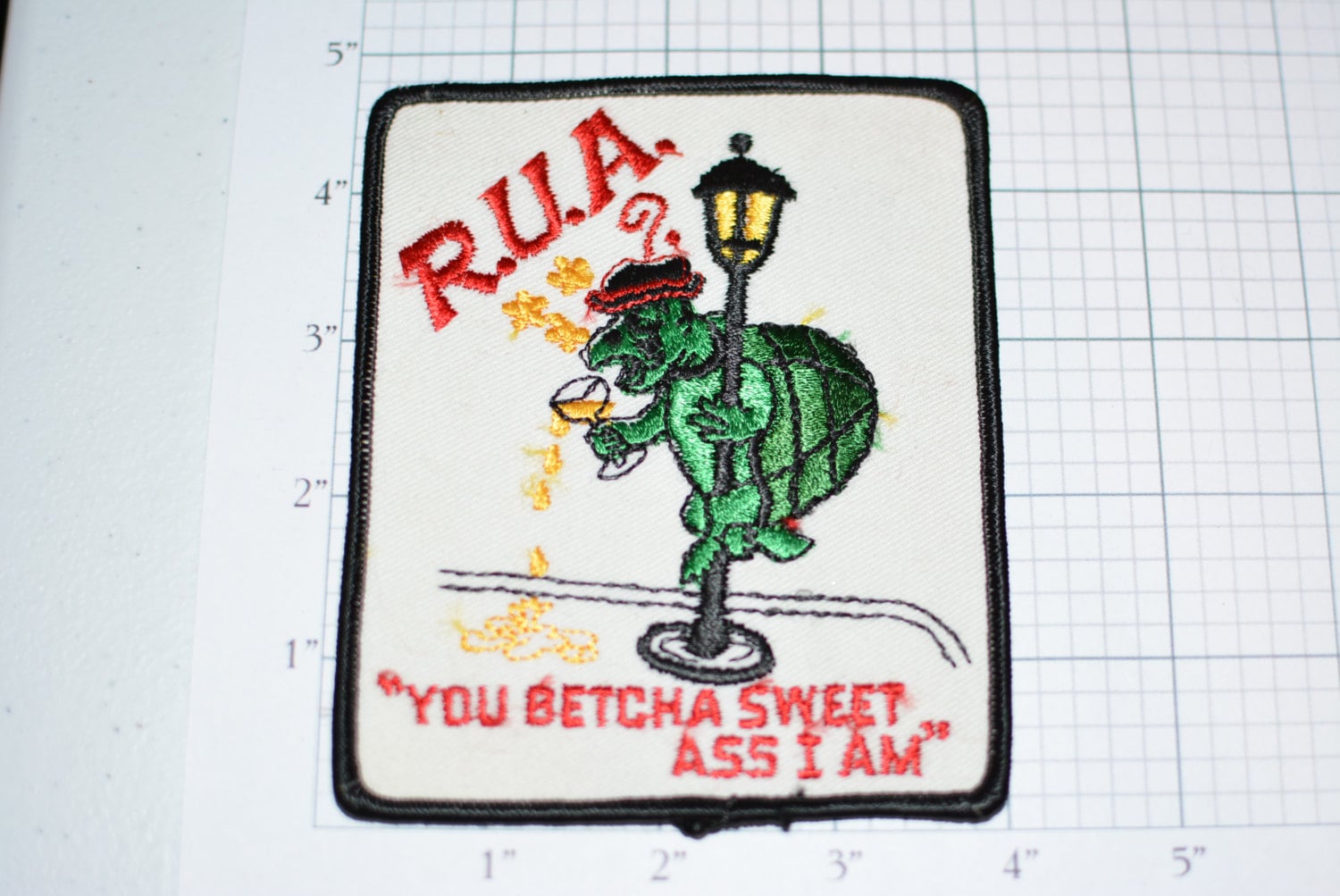 . Turtle You Betcha Sweet Ass I am - RARE Sew-On Vintage Patch Ancient  & Honorable Order of Turtles Drinking Club Jacket Patch e20a
