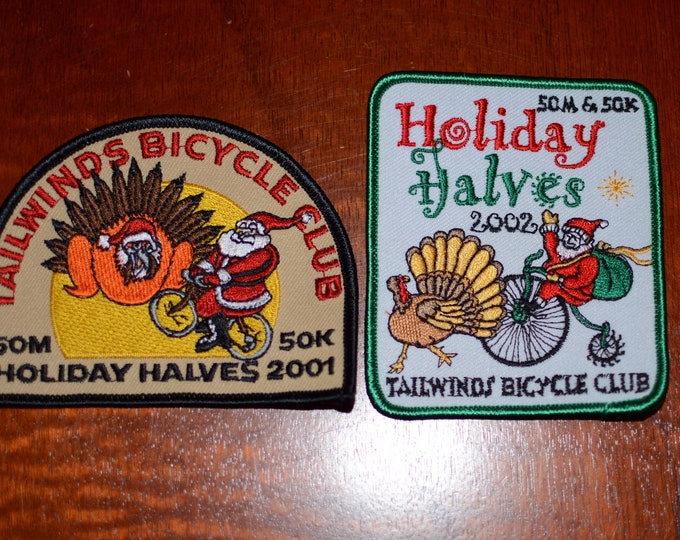 Tailwinds Bicycle Club (Santa Maria California) Holiday Halves 50M 50K Embroidered Clothing Patch Cycling Keepsake Rider Collectible Memento