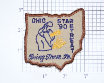 Ohio Star Retreat Bring Them In 1990 Vintage Iron-on Embroidered Clothing Patch Religious Jesus Bible Christian Faith Ministry Church Prayer