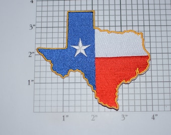 TEXAS Outline Lone Star State Flag Colors Iron-On Embroidered Clothing Patch Trip Travel Souvenir Gift Idea Dallas Houston Austin El Paso