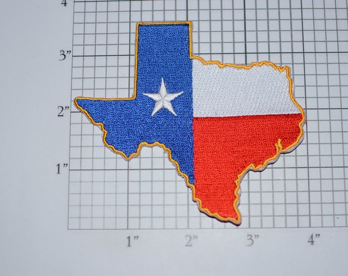 TEXAS Outline Lone Star State Flag Colors Iron-On Embroidered Clothing Patch Trip Travel Souvenir Gift Idea Dallas Houston Austin El Paso