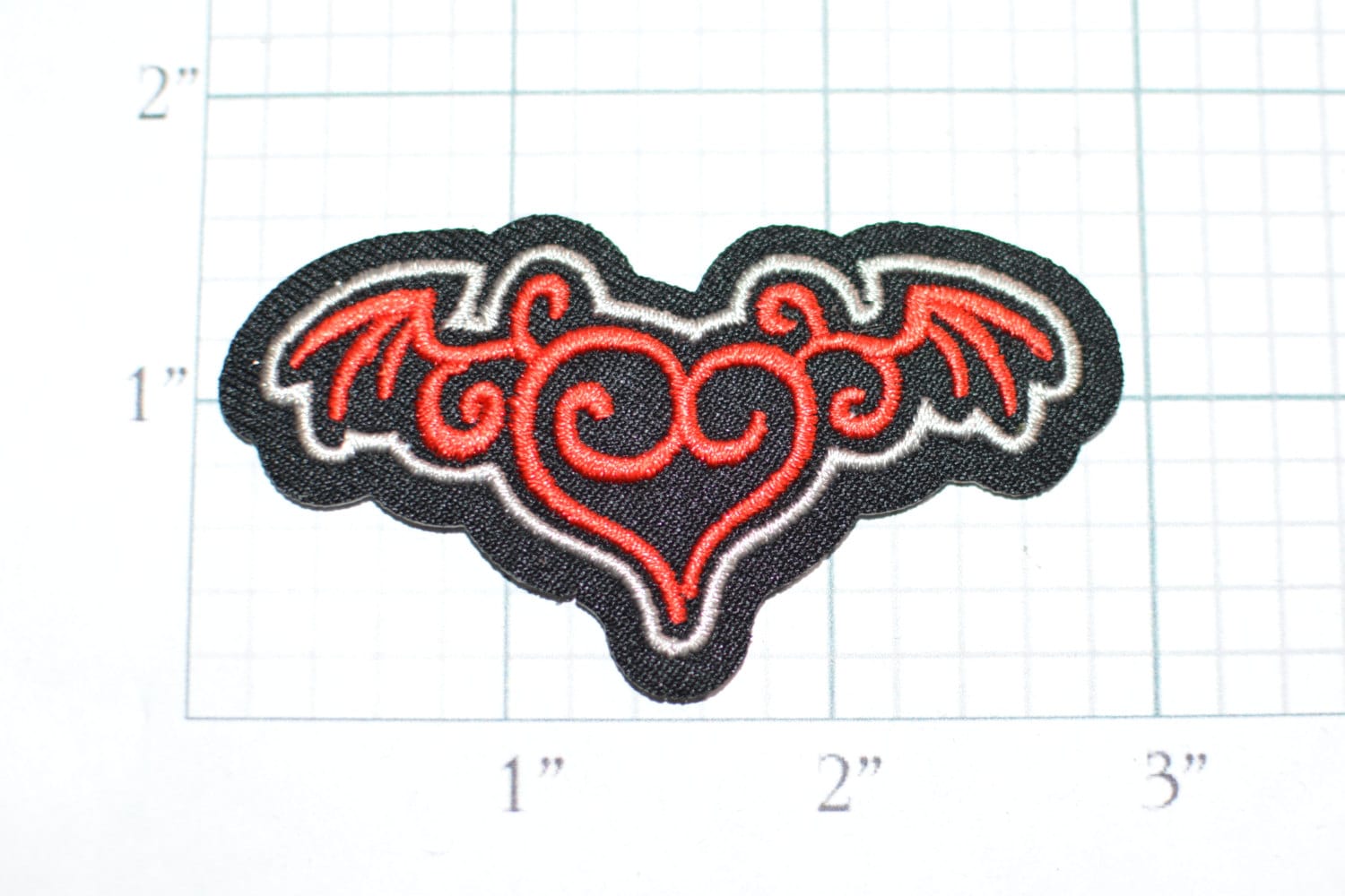 New Heart Barbed Wire Flames Fire Gothic Embroidered Biker Iron On Patch