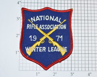 National Rifle Association (NRA) Rare Sew on 1971 Vintage Winter League Embroidered Clothing Patch Shooting Club Competition Memorabilia